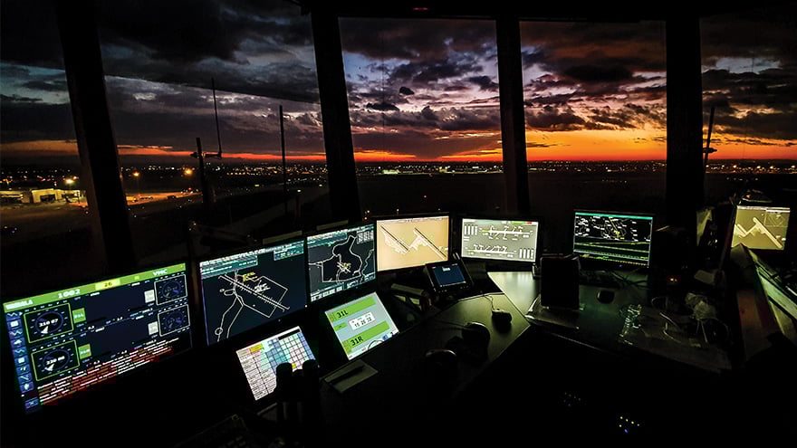 guiding airplane movements in the air and on the ground