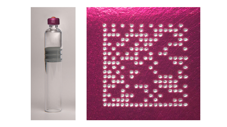 Data Matrix engraved on a crimp